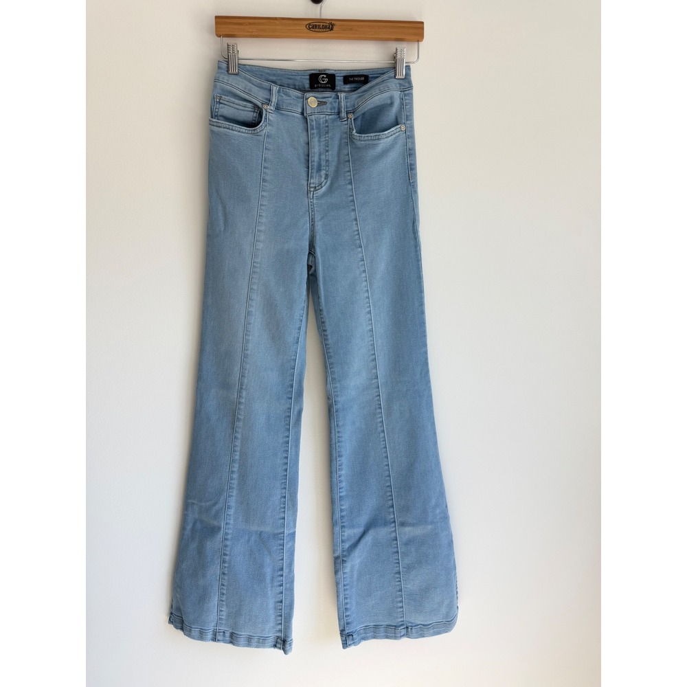 G by Giuliana Women Seam Front Wide Leg Jeans 2 Light Blue Boho Minimalist